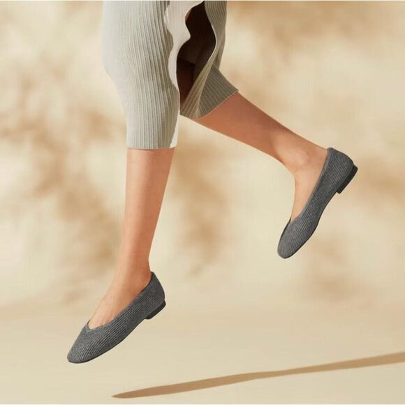 Vivaia Square-Toe V-Cut Flats Margot 2.0 Rich Grey Size EU 41.5 - Picture 2 of 11